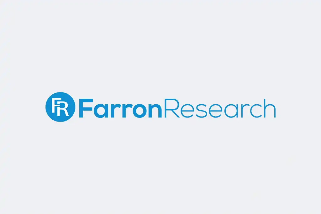 Farron Research logo with blue FR emblem