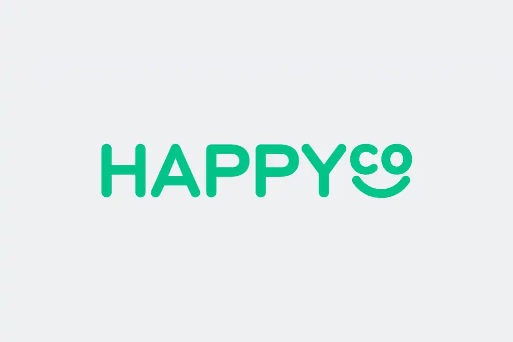 Green HAPPYco logo with smiling design