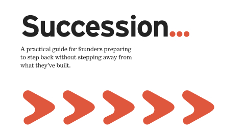 Succession guide subtitle with orange arrows graphic